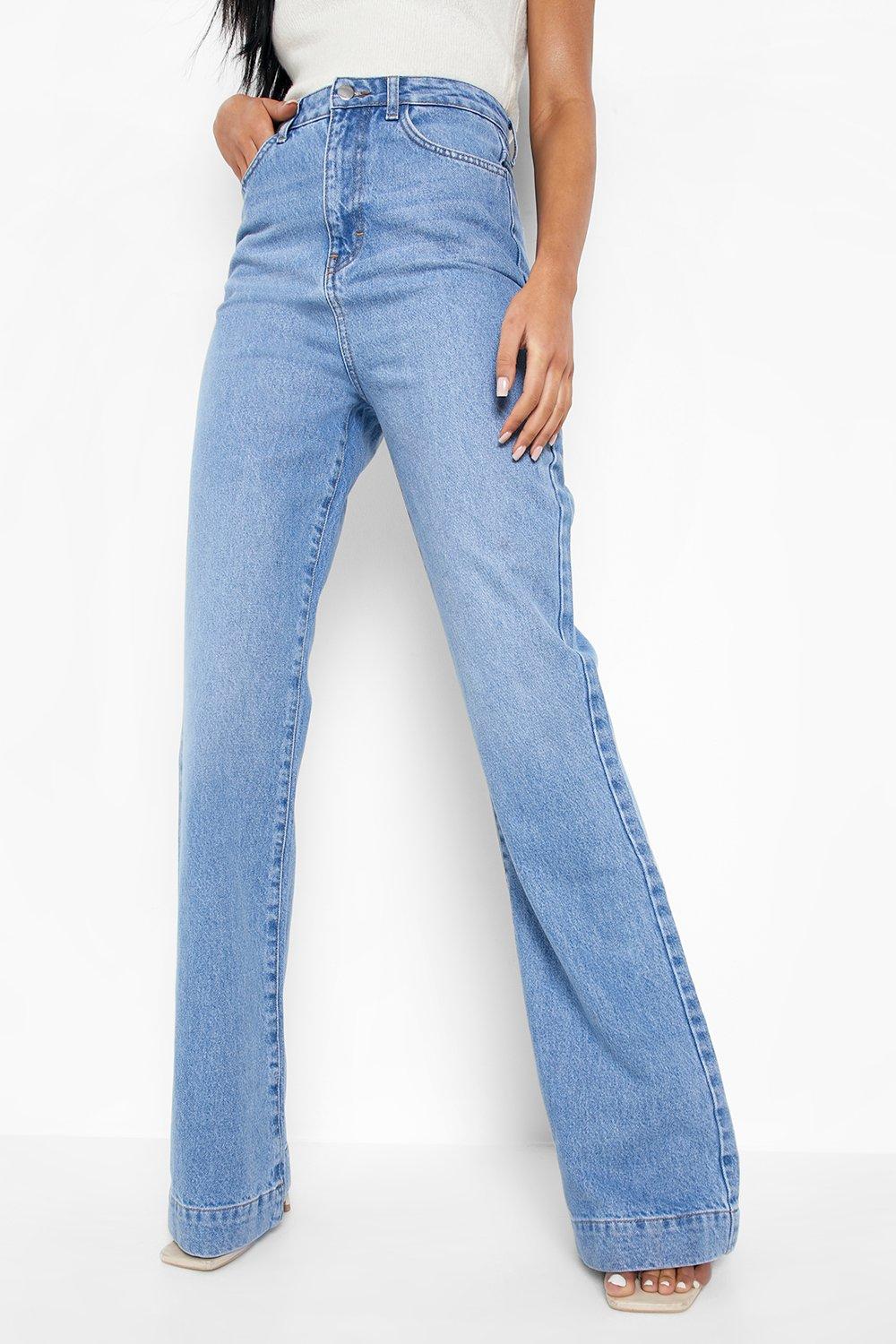 Buy KDF High Waisted Flare Jeans for Women Bell Bottom Jeans with Belt for  Women Stretch Wide Leg Jeans, #024_light Blue(with Belt), 10 at