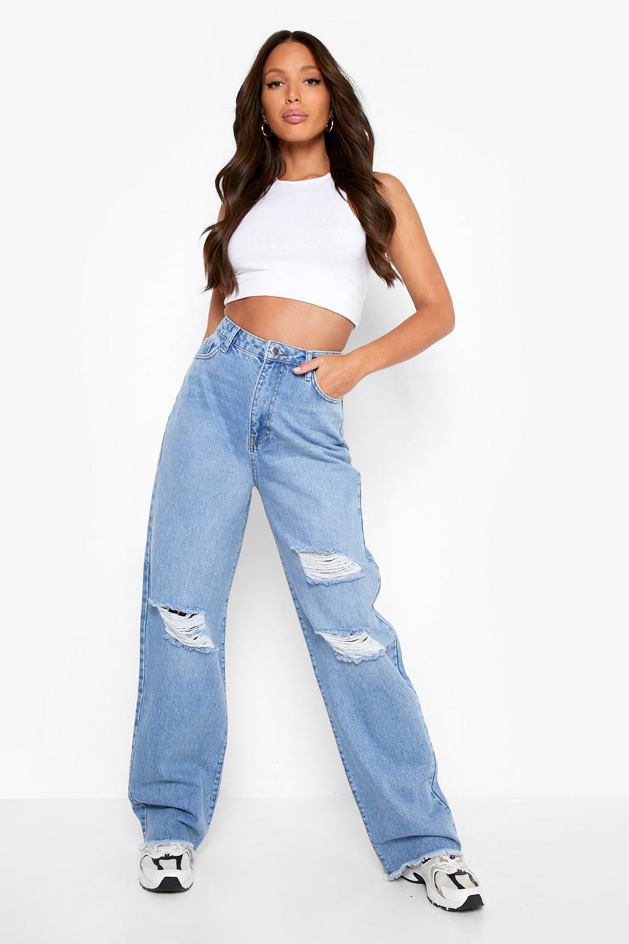 Tall zerrissene Oversize Jeans , Mid blue image number 1