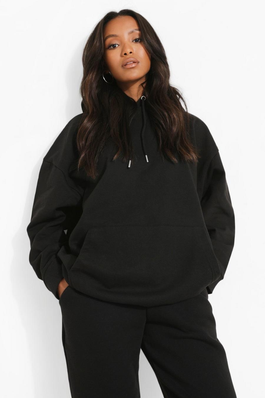 Black svart Petite - Oversize hoodie i återvunnet tyg