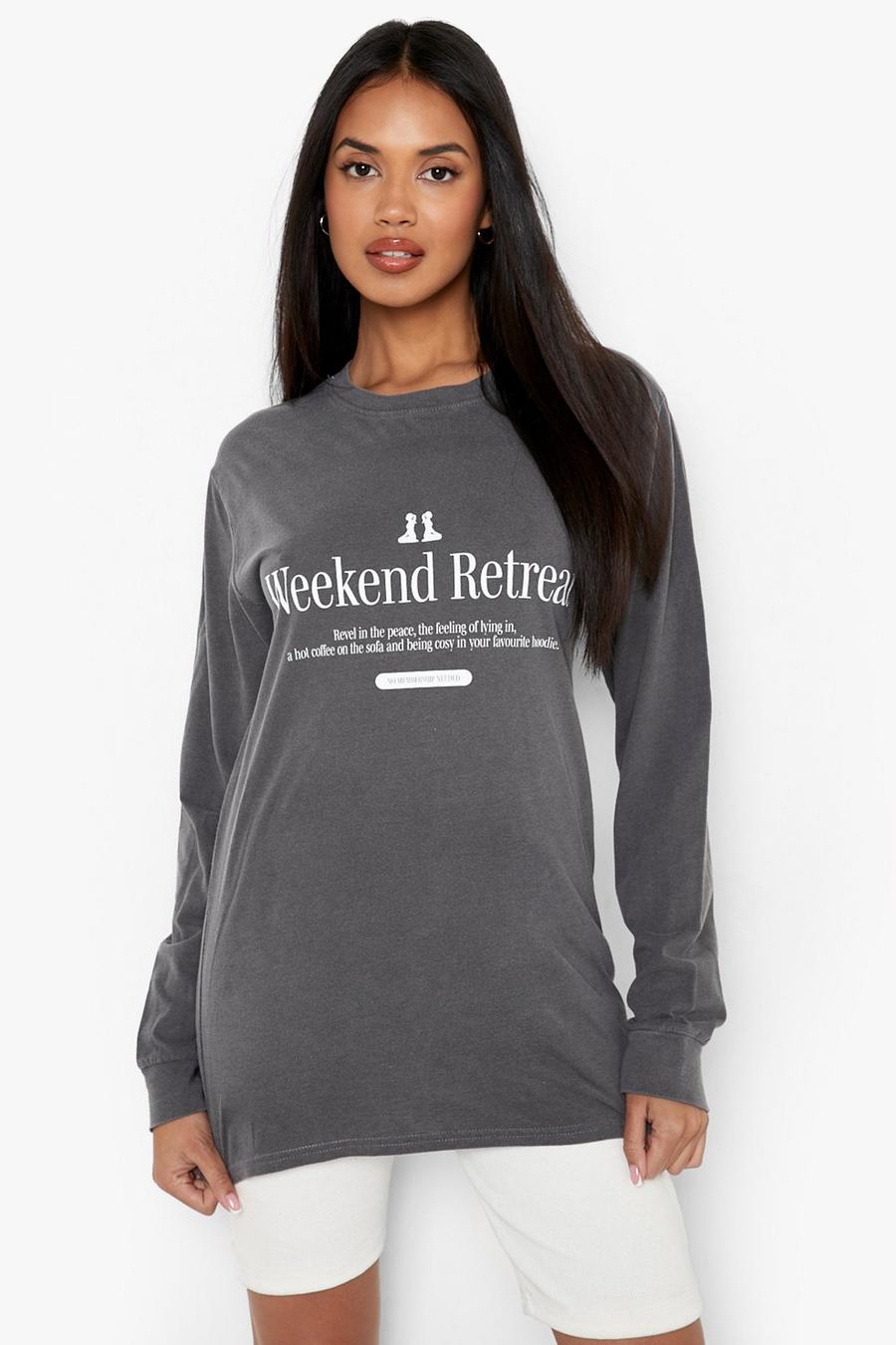 Charcoal Weekend Oversized Long Sleeve T Shirt image number 1