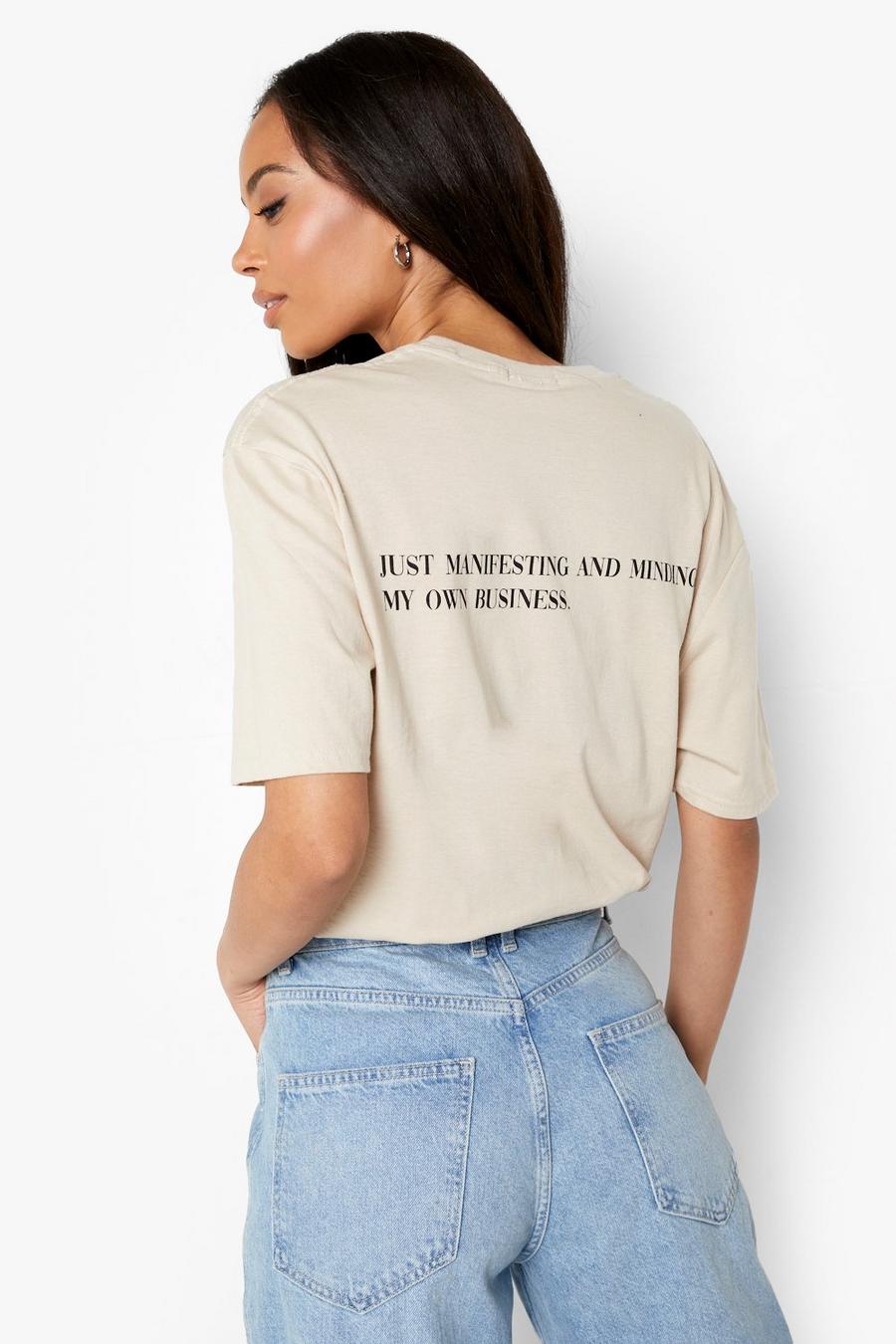 Stone Tall Manifesting Slogan Back Print T-shirt image number 1