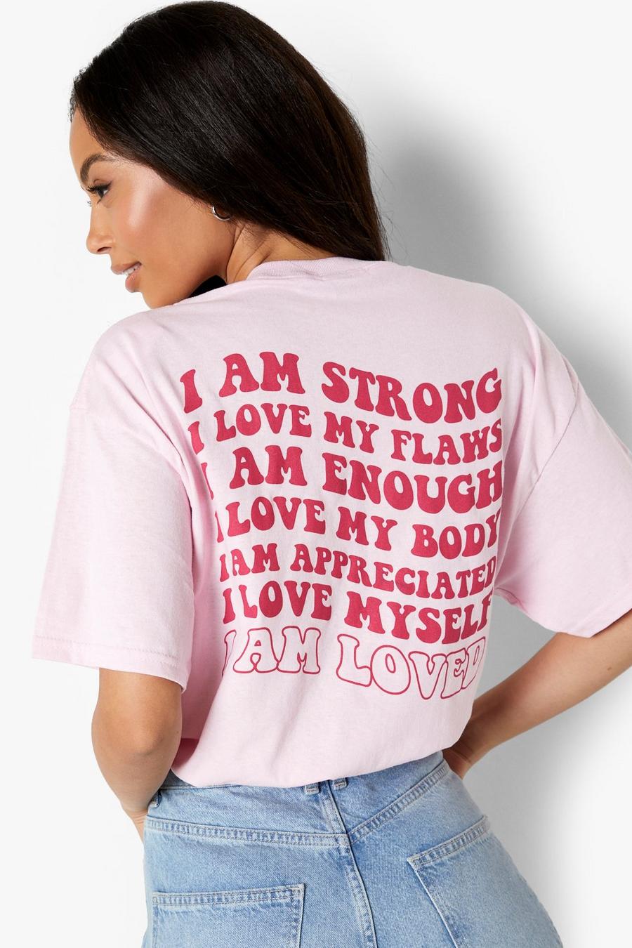 Pink Tall I Am Loved Back Graphic T-Shirt image number 1