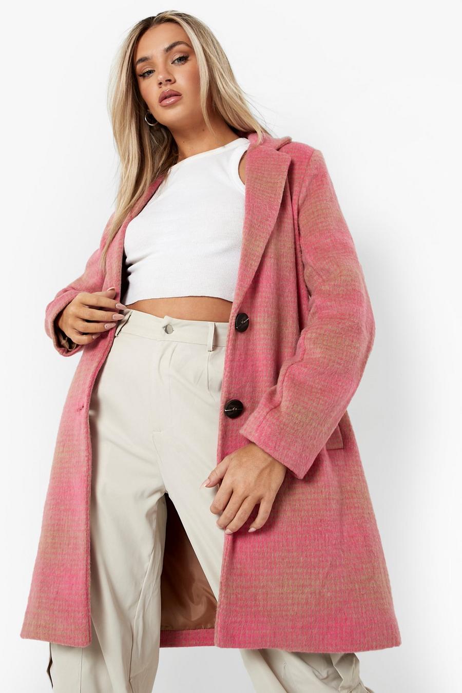 Pink Check Tailored Wool Coat image number 1