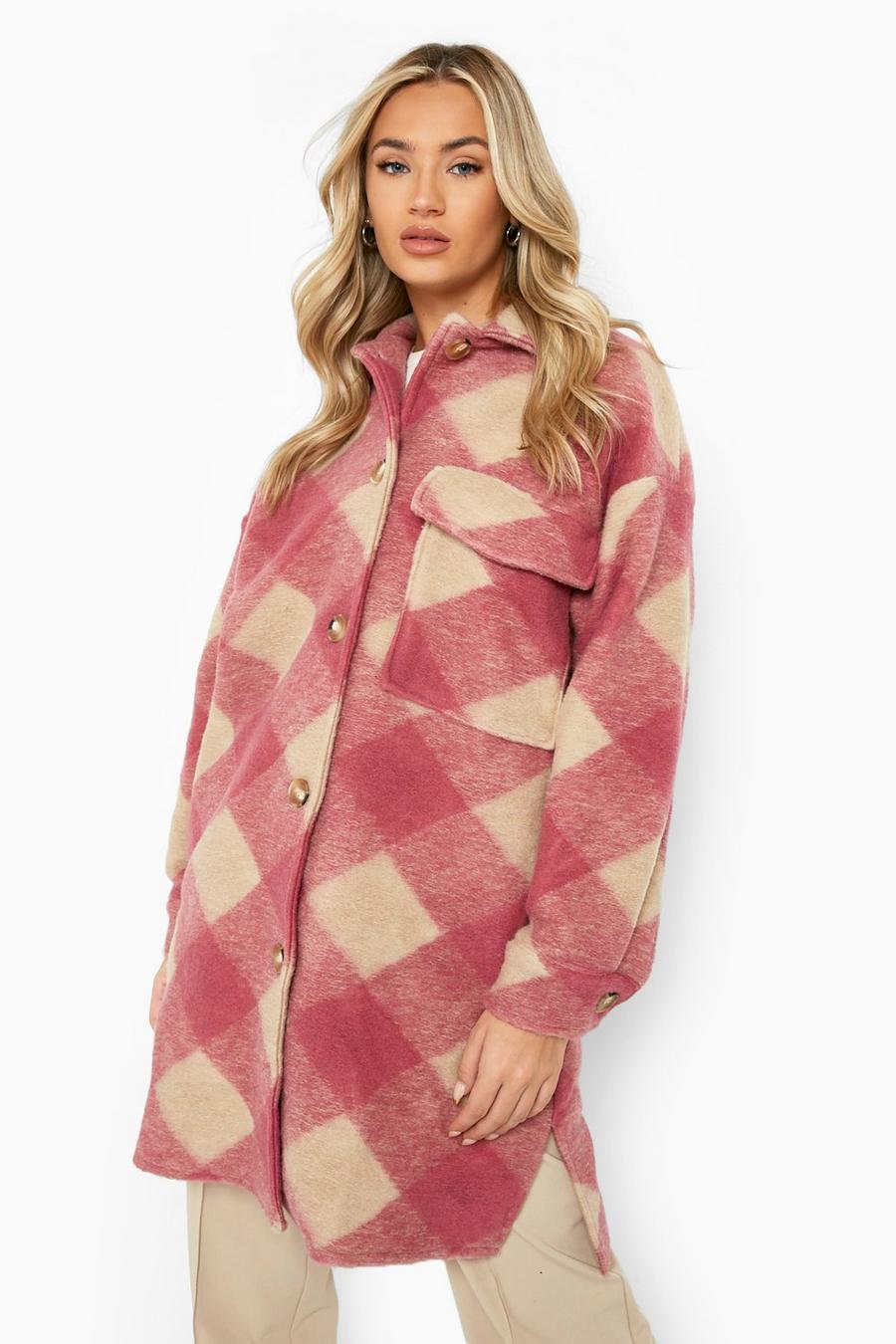 Pink Oversized Flannel Shacket image number 1