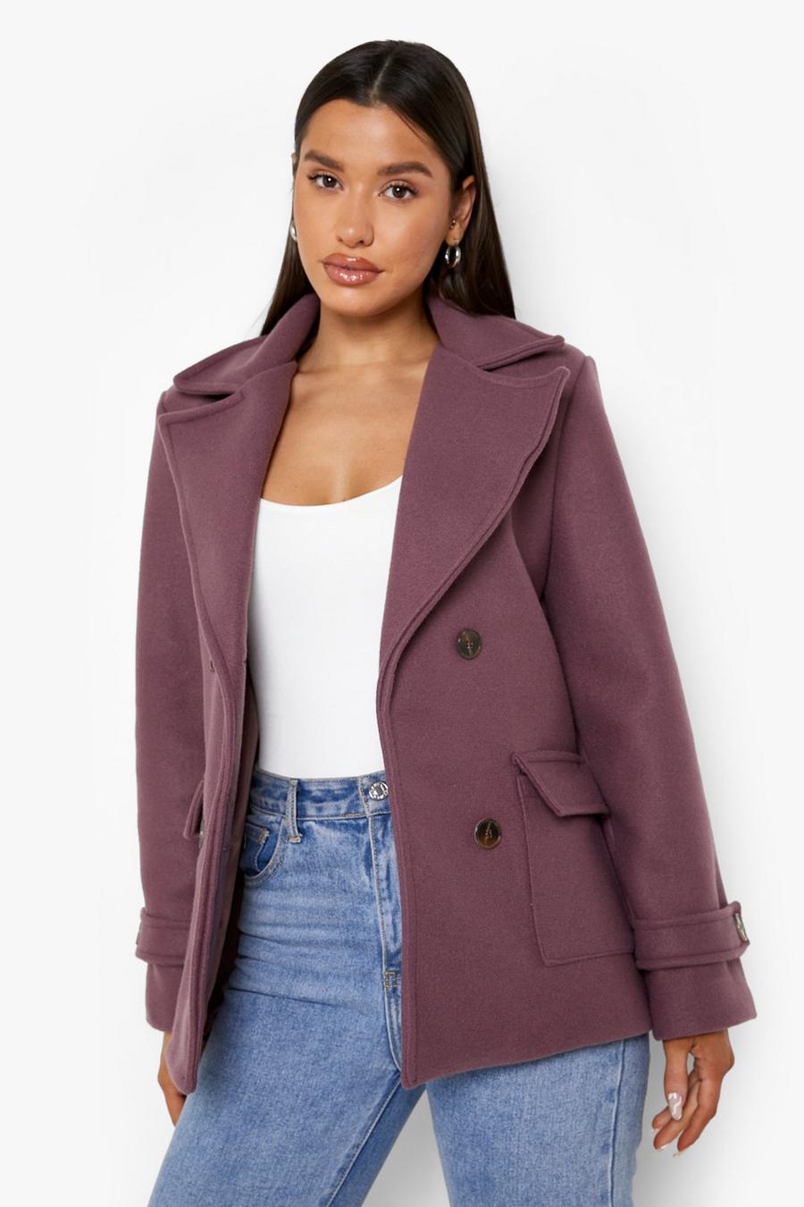 Grape violett Korte Nepwollen Trench Coat