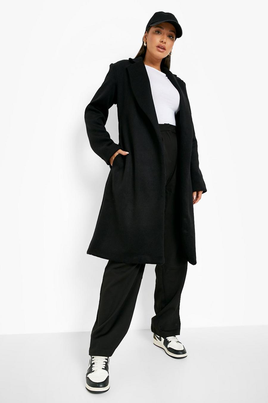 Black Belted Robe Coat image number 1