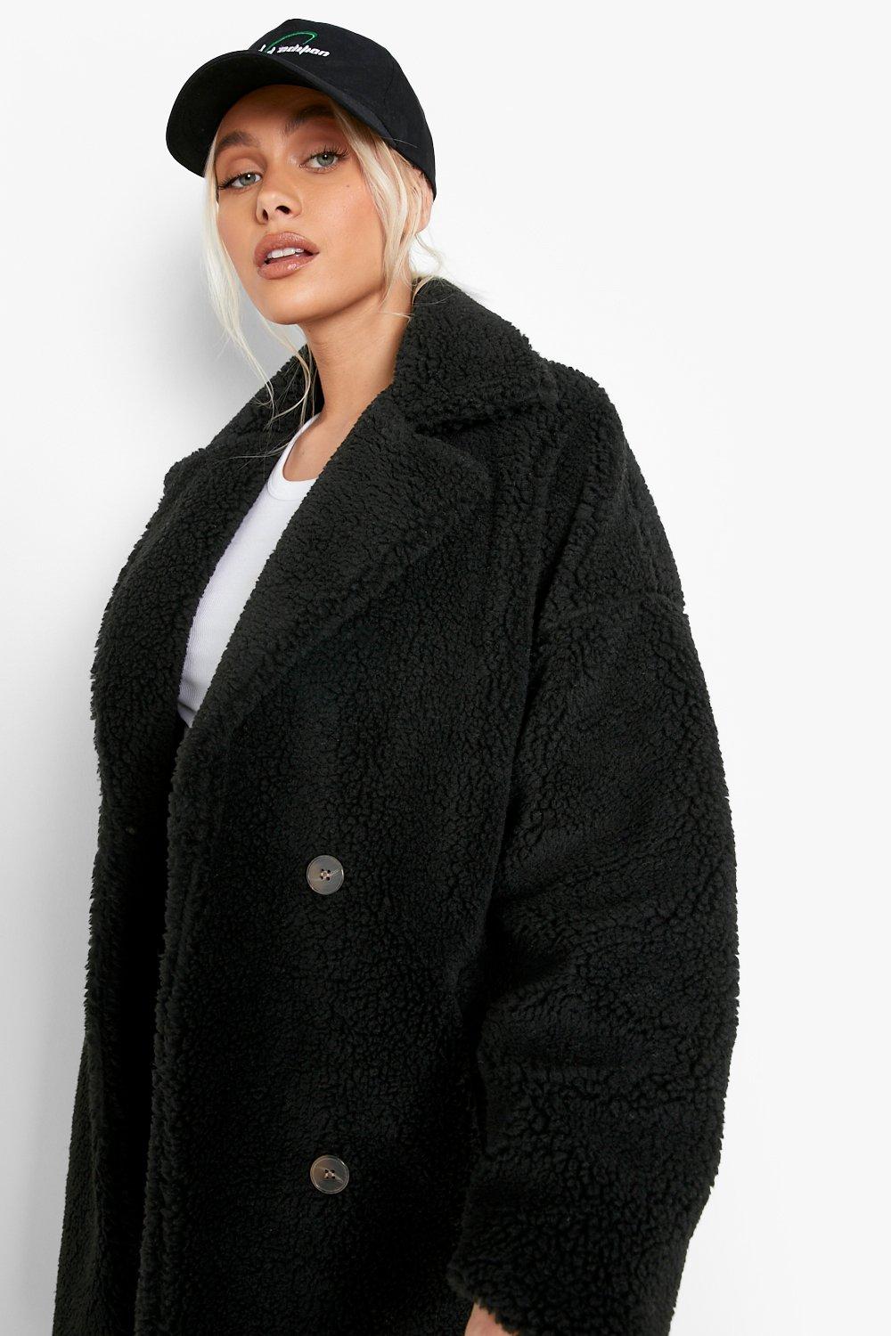 Black fluffy outlet teddy coat