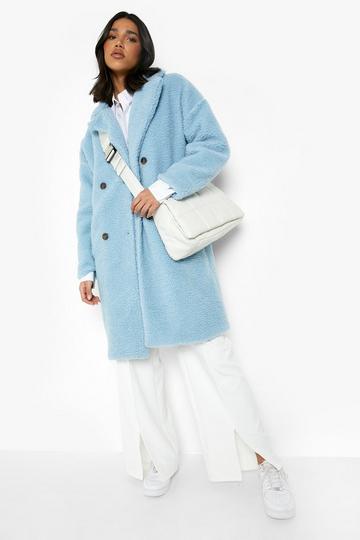 Oversized Faux Fur Teddy Coat blue
