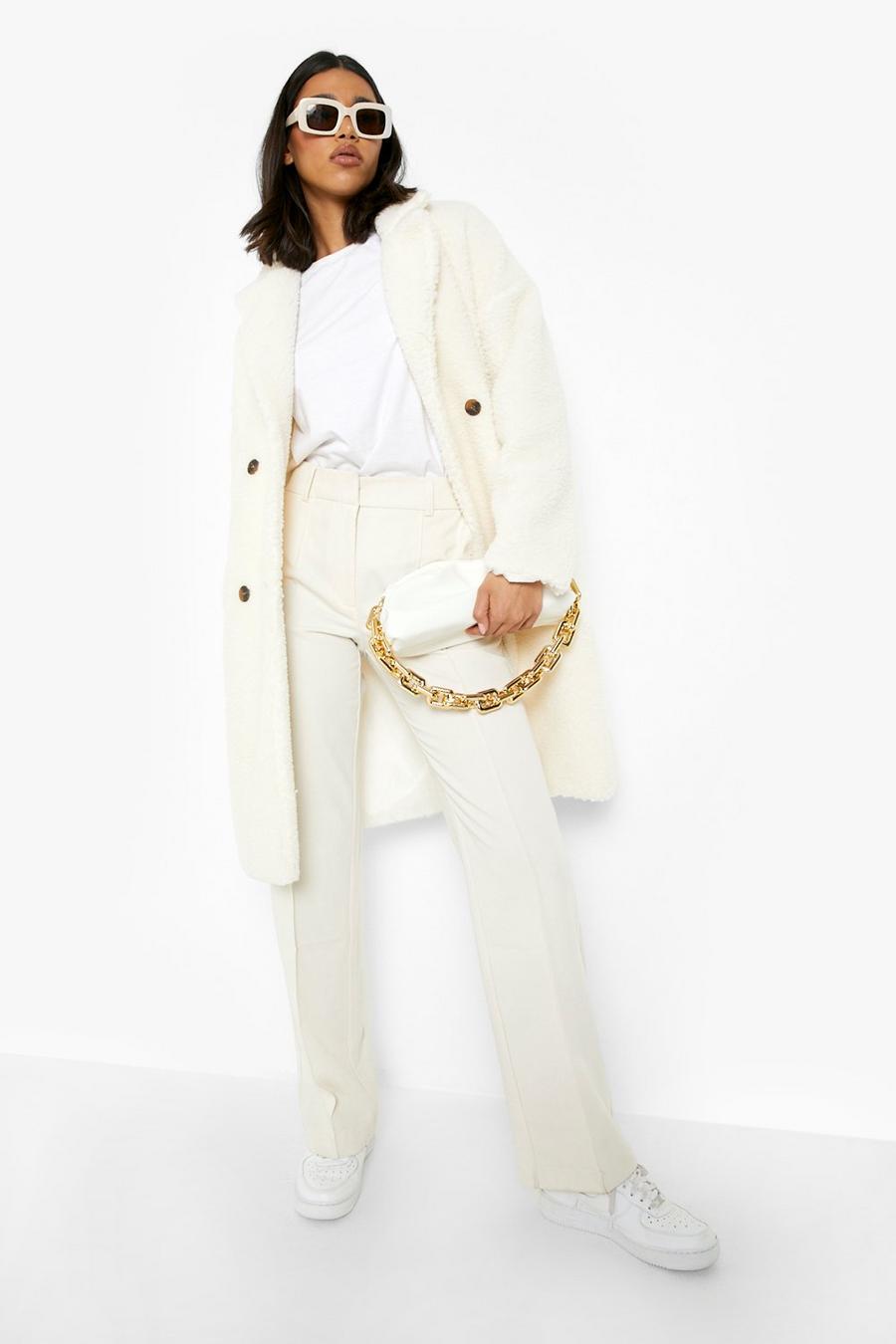 Cream white Oversized Faux Fur Teddy Coat