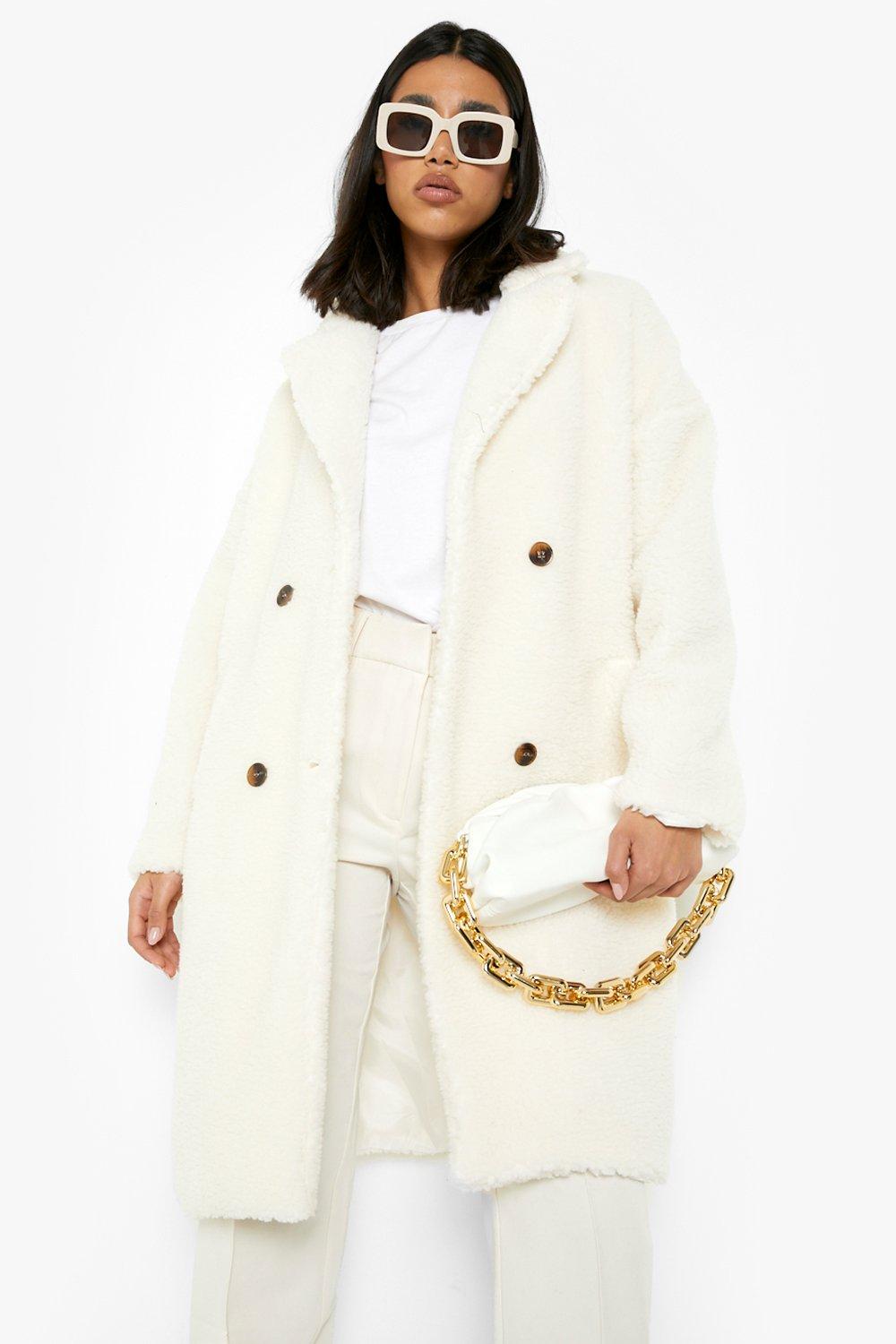 Mango cream hot sale teddy coat