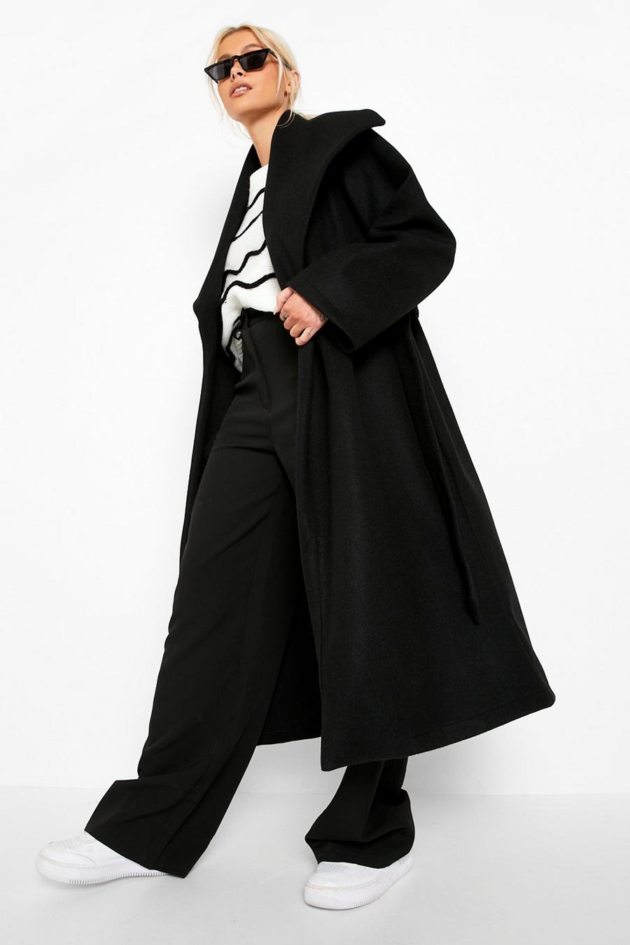 Oversized Collar Wrap Belted Coat | boohoo CA Oversized Collar Wrap Belted Coat | boohoo CA