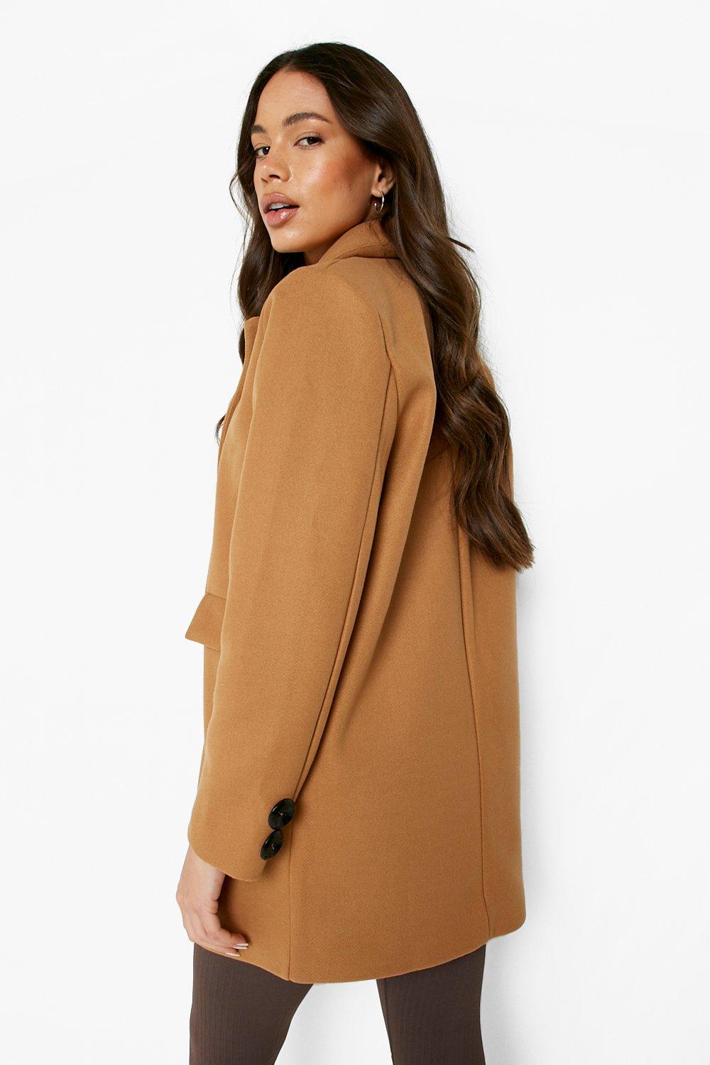 Boohoo petite tailored 2024 coat in camel