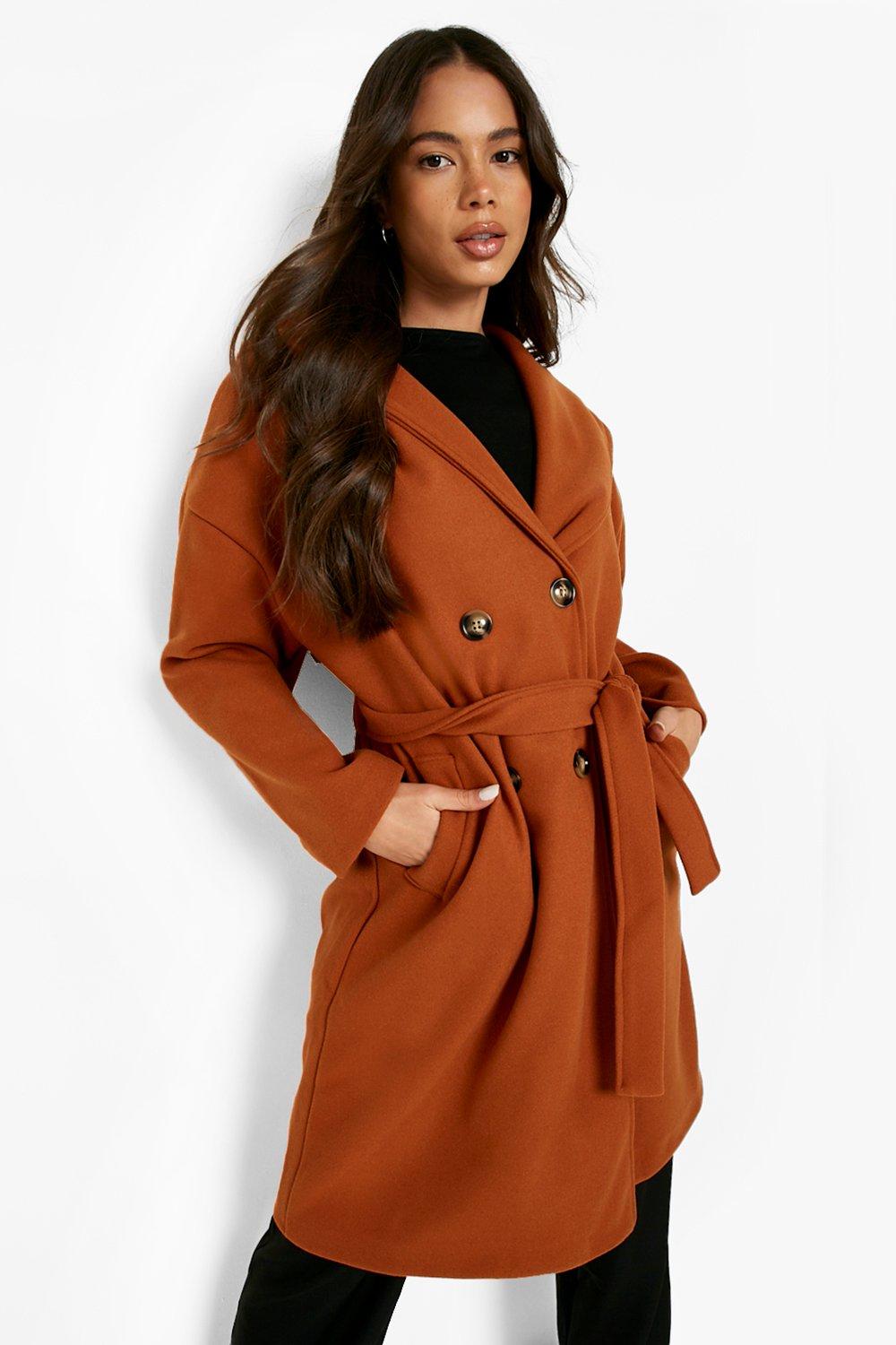 Belted wool 2024 coat with hood