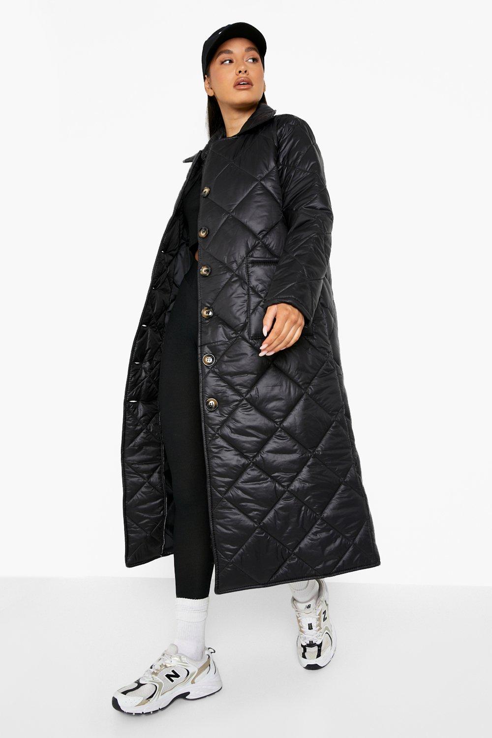 Ladies longline cheap quilted coat