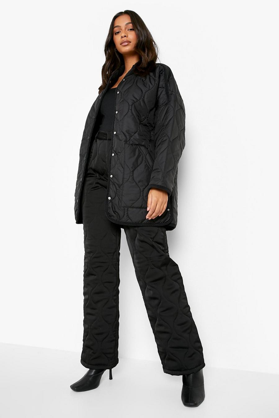 Black Cord Trim Onion Quilted Jacket image number 1