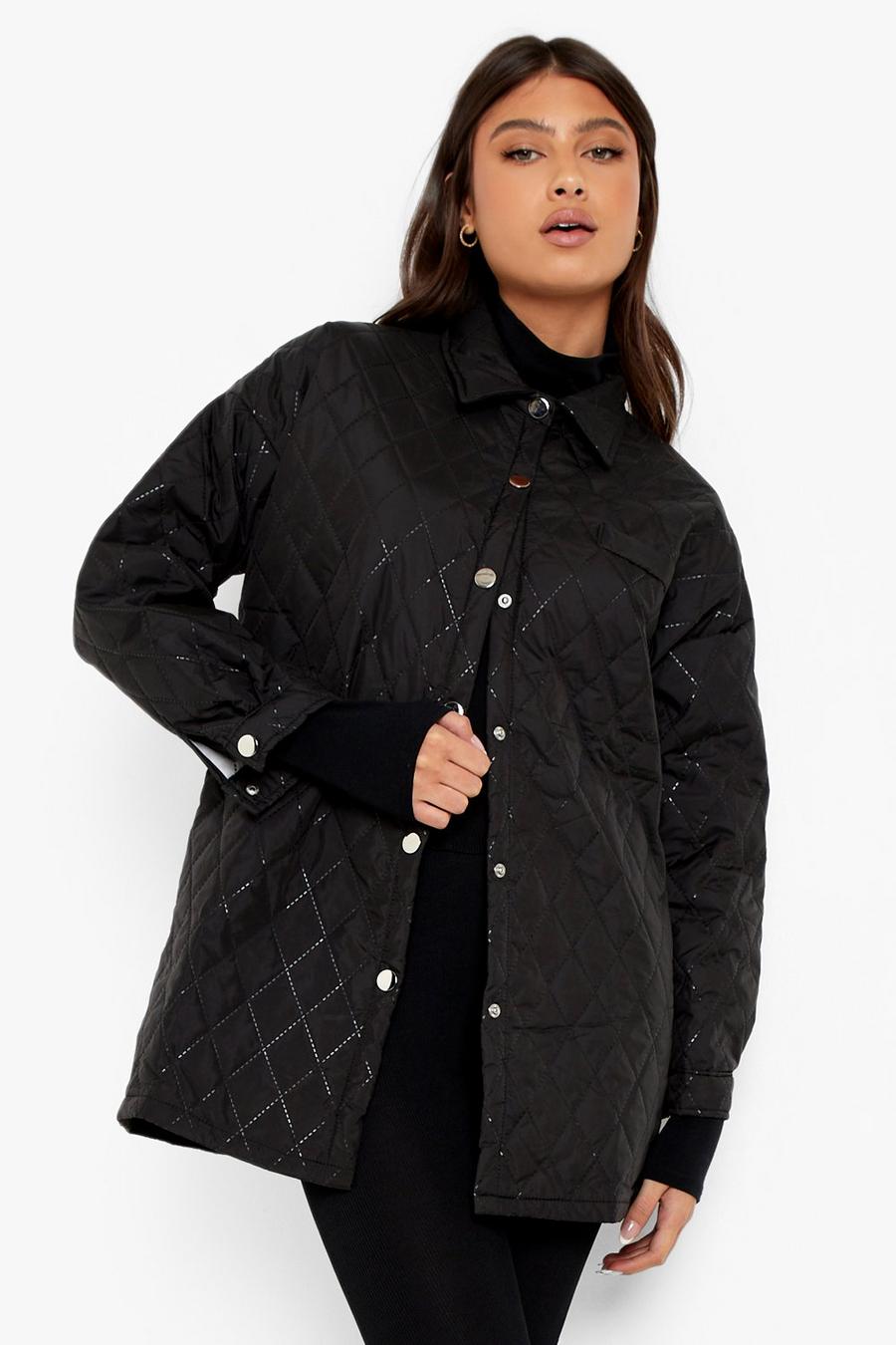 Camisa chaqueta oversize acolchada, Black negro image number 1