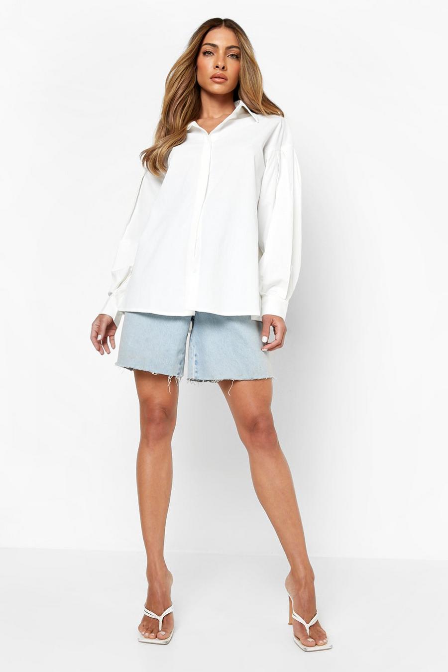 Ivory Textured Puff Sleeve Shirt image number 1