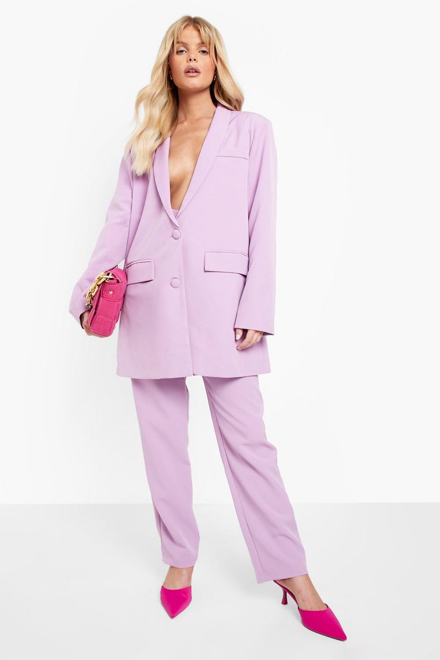 Lilac Tailored Longline Double Breasted Blazer image number 1