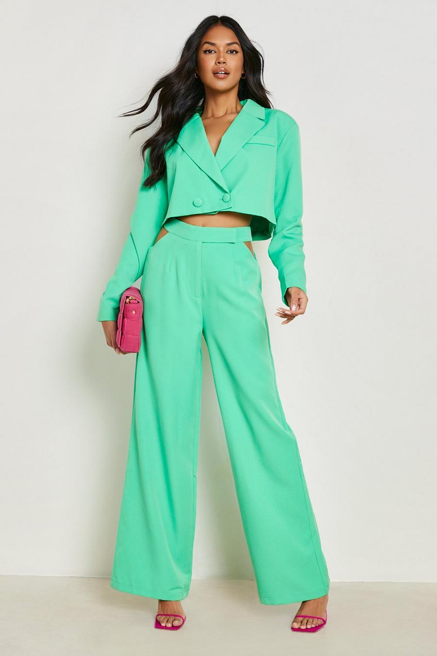 Bright green Cut Out Side Wide Leg Pants image number 1