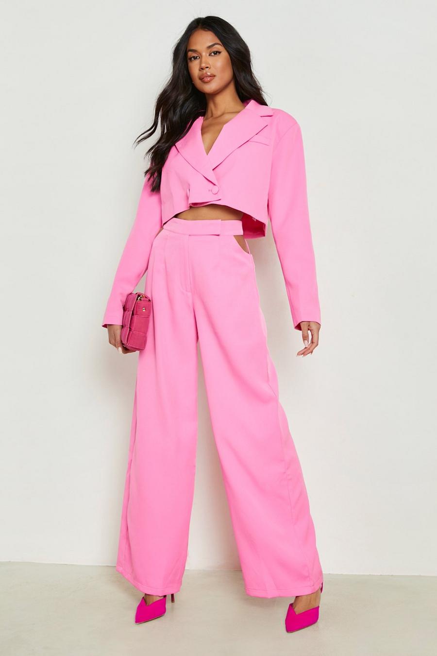 Candy pink Cut Out Side Wide Leg Trousers