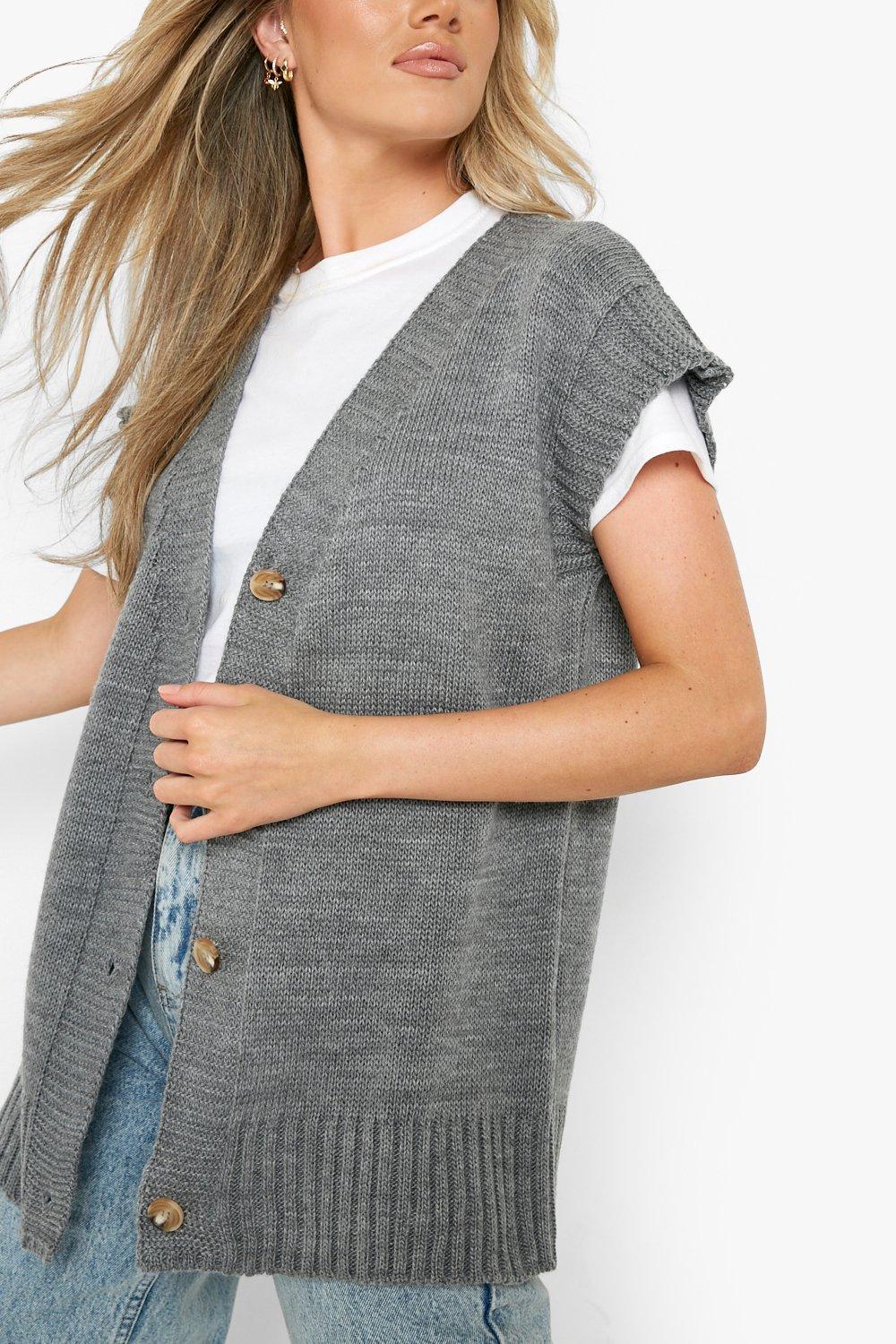 womens knitted sleeveless cardigan