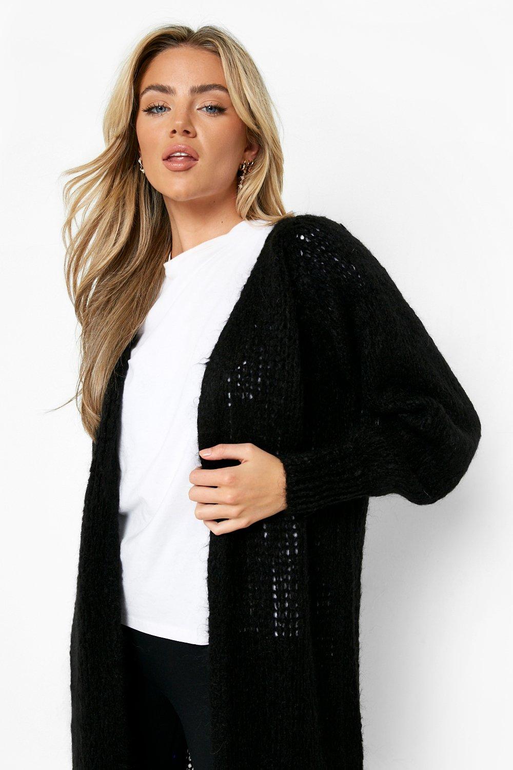 Boohoo long black clearance cardigan