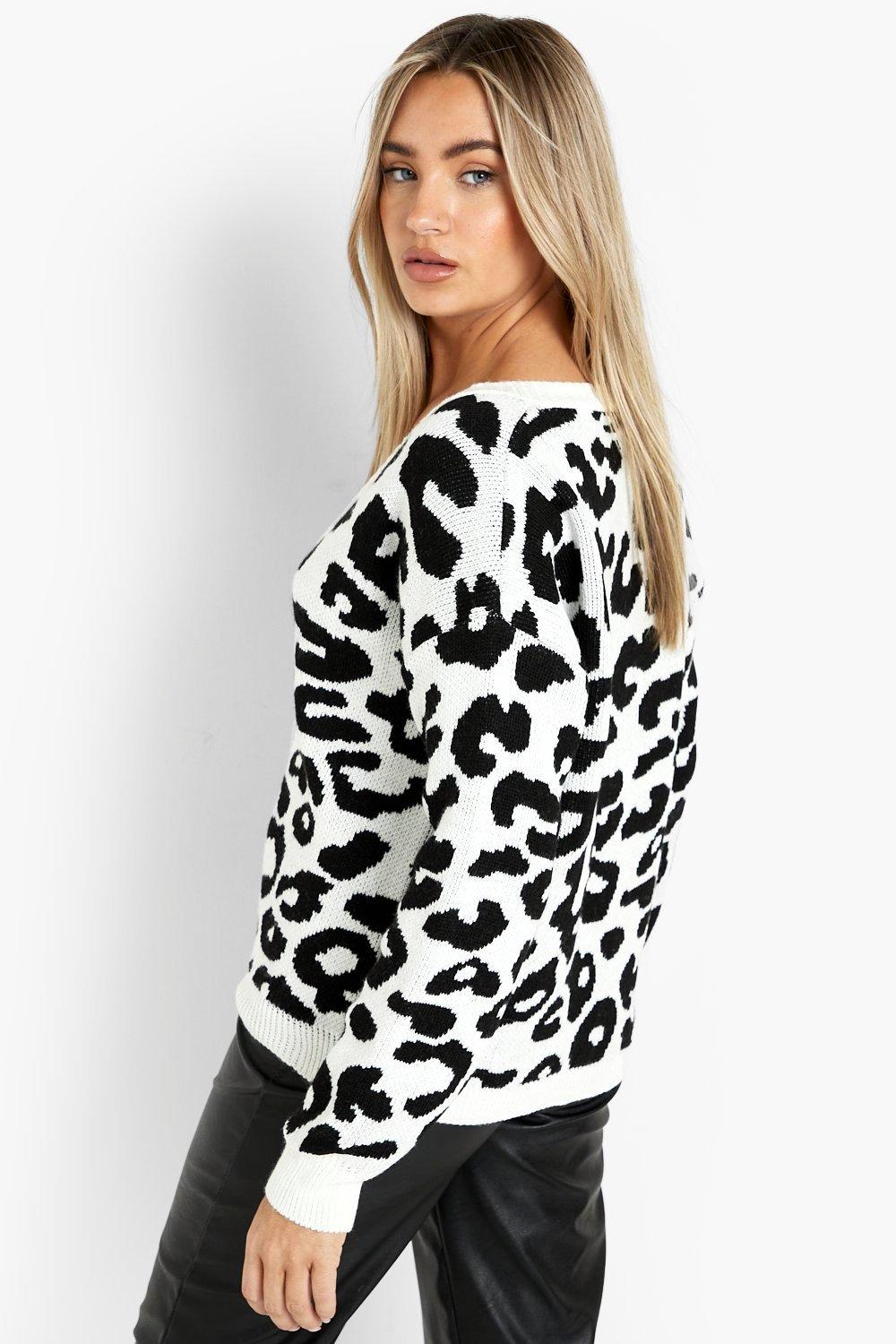 Leopard print cropped outlet jumper