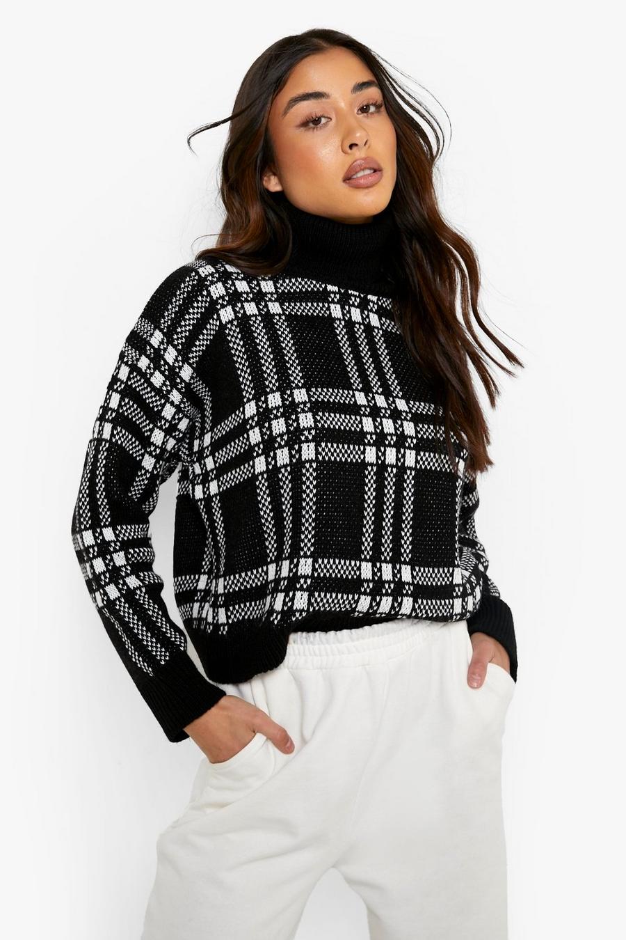 Black Flannel Crop Sweater