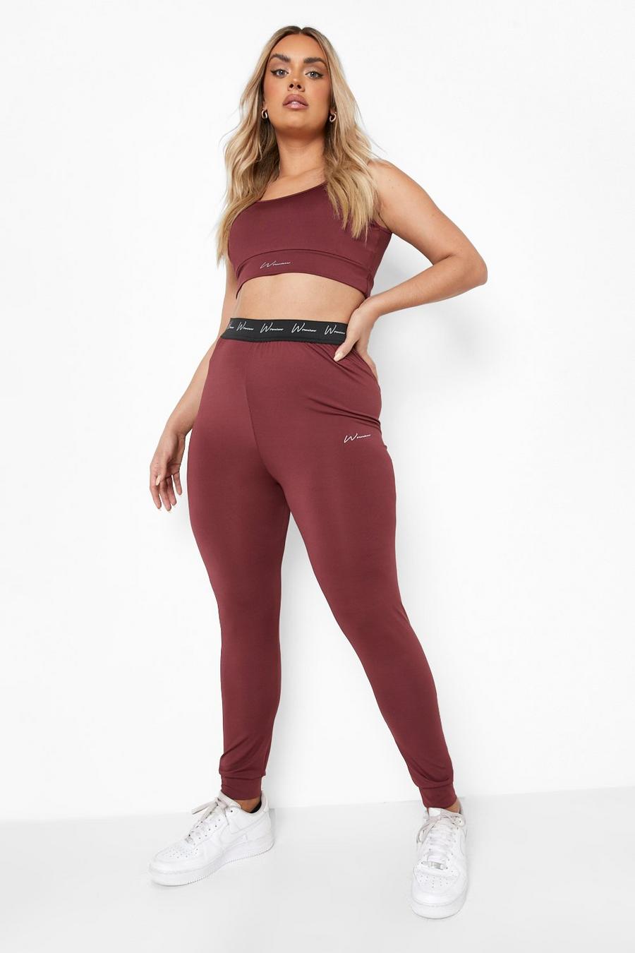 Burgundy Plus Woman Active Compression Tights image number 1