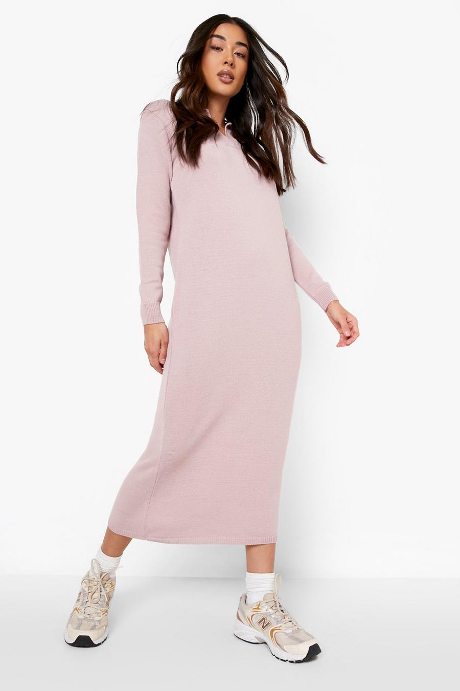 Lilac Polo Collar Knitted Midi Dress image number 1