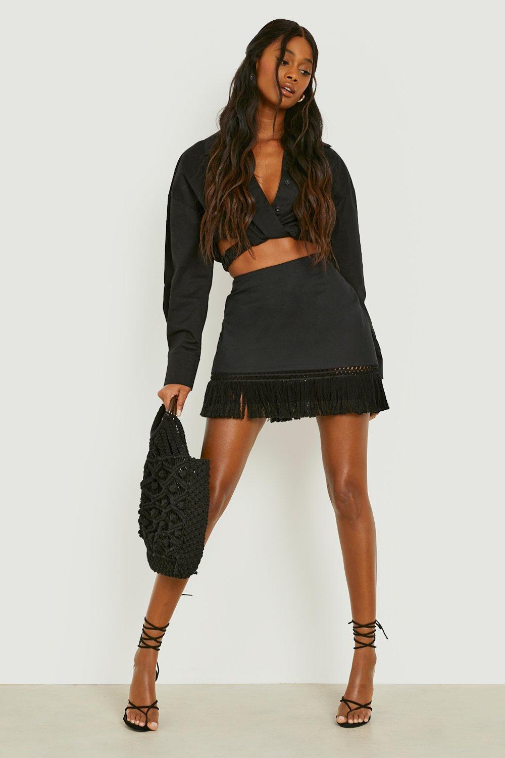 Black festival hotsell fringe skirt