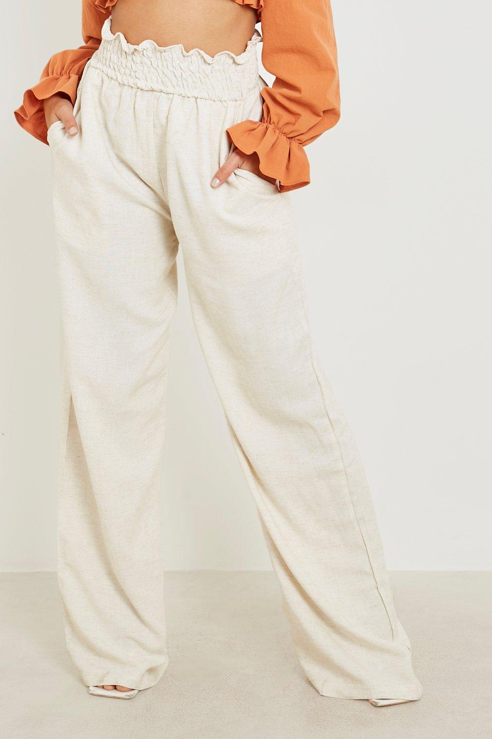 Linen Look Relaxed Fit Wide Leg Pants