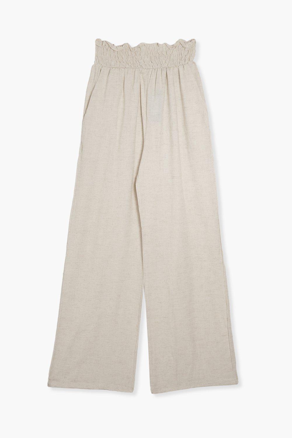 Linen Look Relaxed Fit Wide Leg Pants