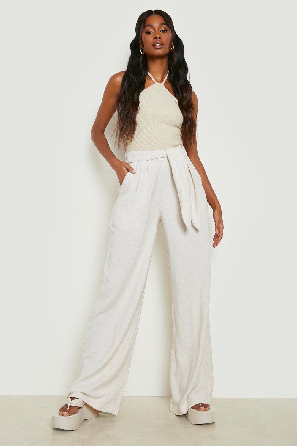 Wide leg 2025 pants tie waist