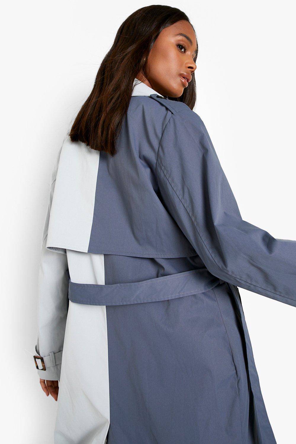 Colour Block Belted Trench Coat | boohoo Colour Block Belted Trench Coat | boohoo