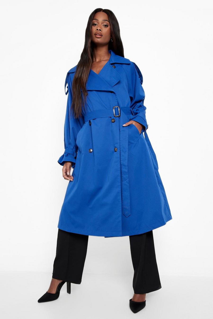 Cobalt Belted Woven Trench Coat image number 1