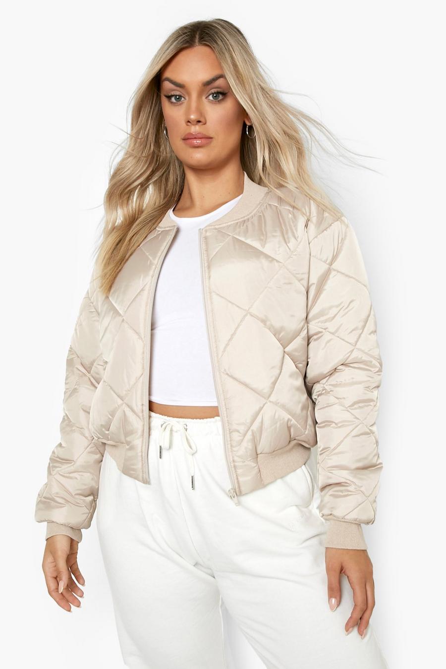 Stone Plus Quilted Bomber Jacket image number 1