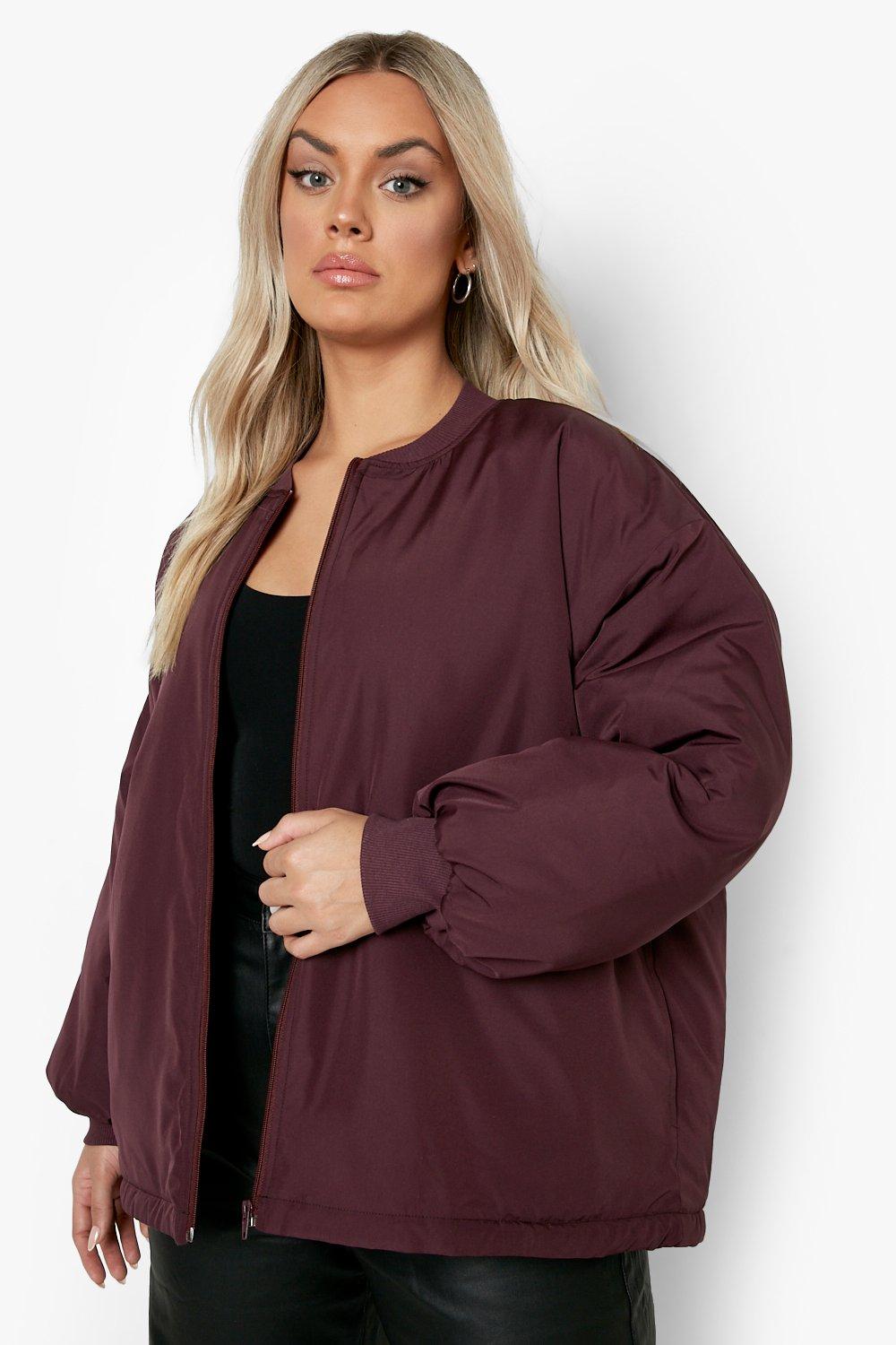 Womens Plus Oversized Bomber Jacket | Boohoo UK