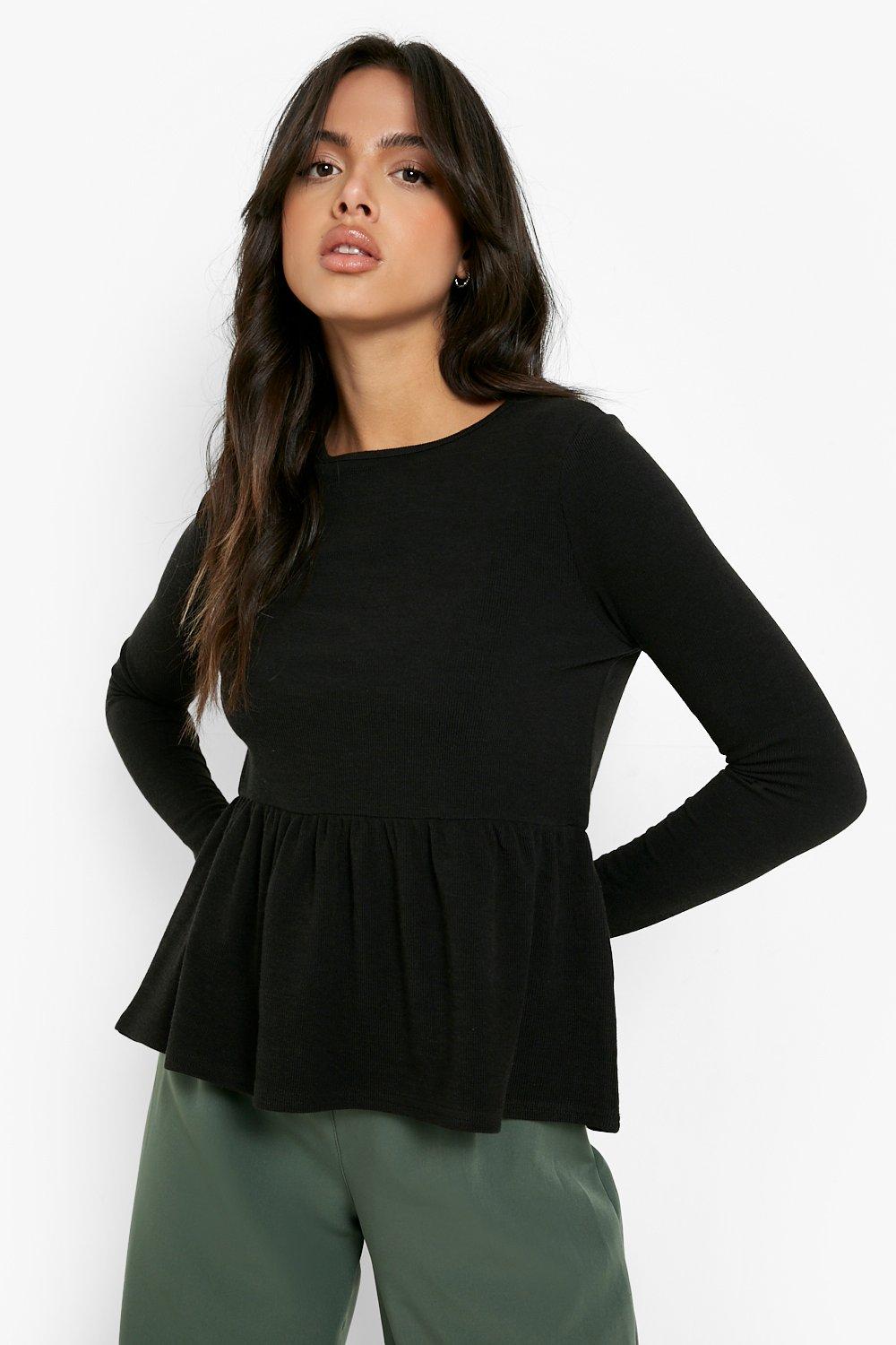 Boohoo peplum top with hotsell bell sleeve