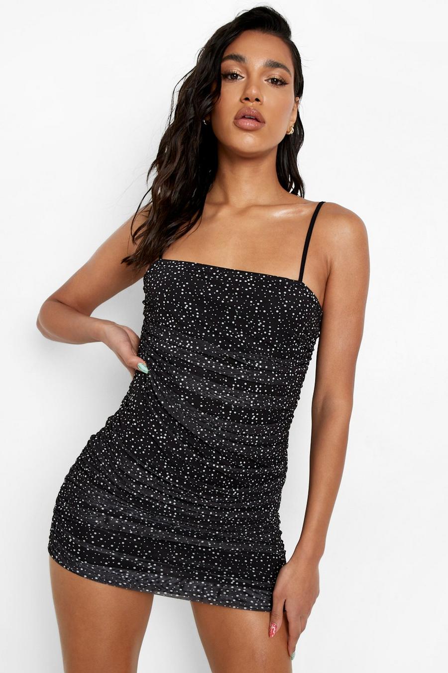 Black Glitter Strappy Dress image number 1