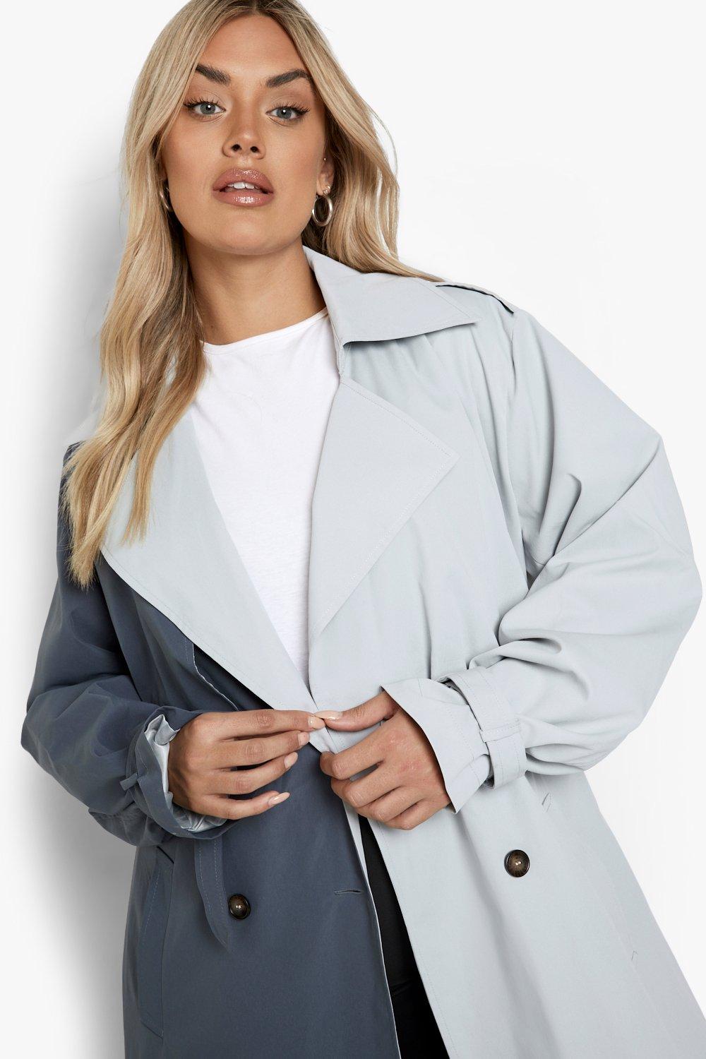 Plus Colour Block Belted Trench Coat | boohoo Plus Colour Block Belted Trench Coat | boohoo