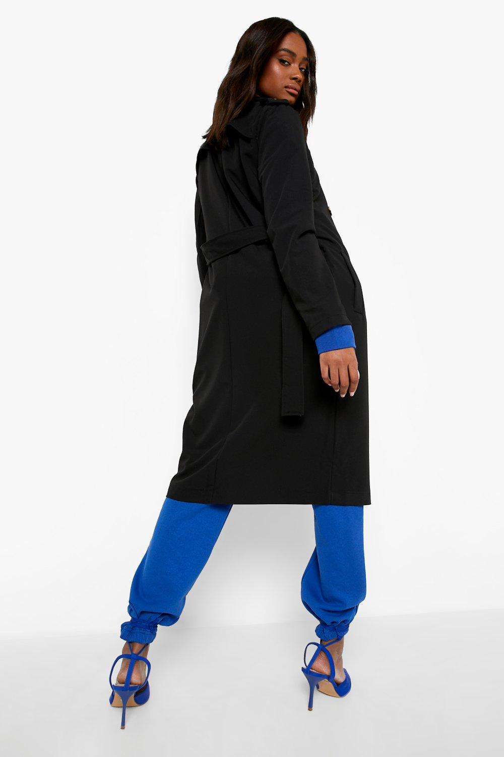 Black waterfall trench clearance coat