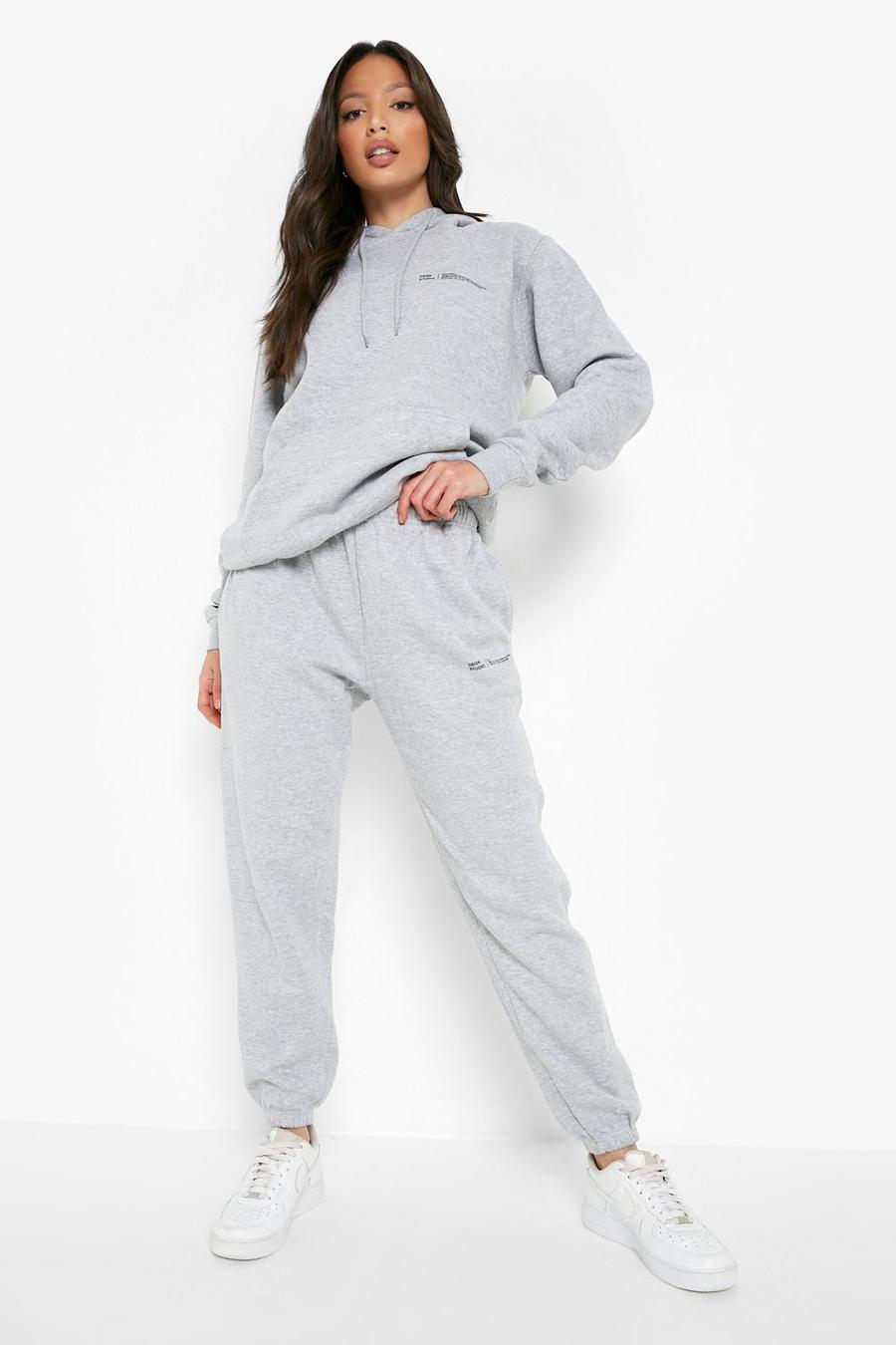 Grey marl Tall Official Text Hooded Tracksuit image number 1