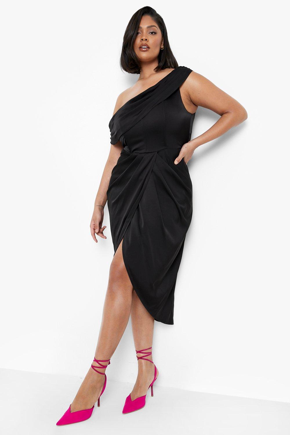 One shoulder best sale wrap dress