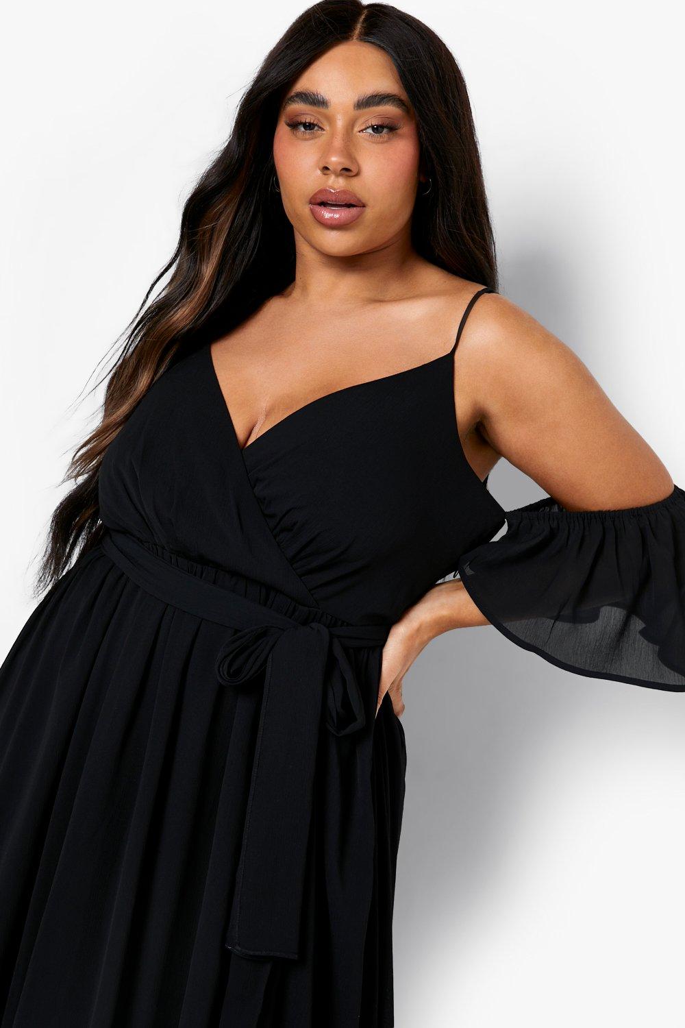 Cold shoulder black store dress plus size