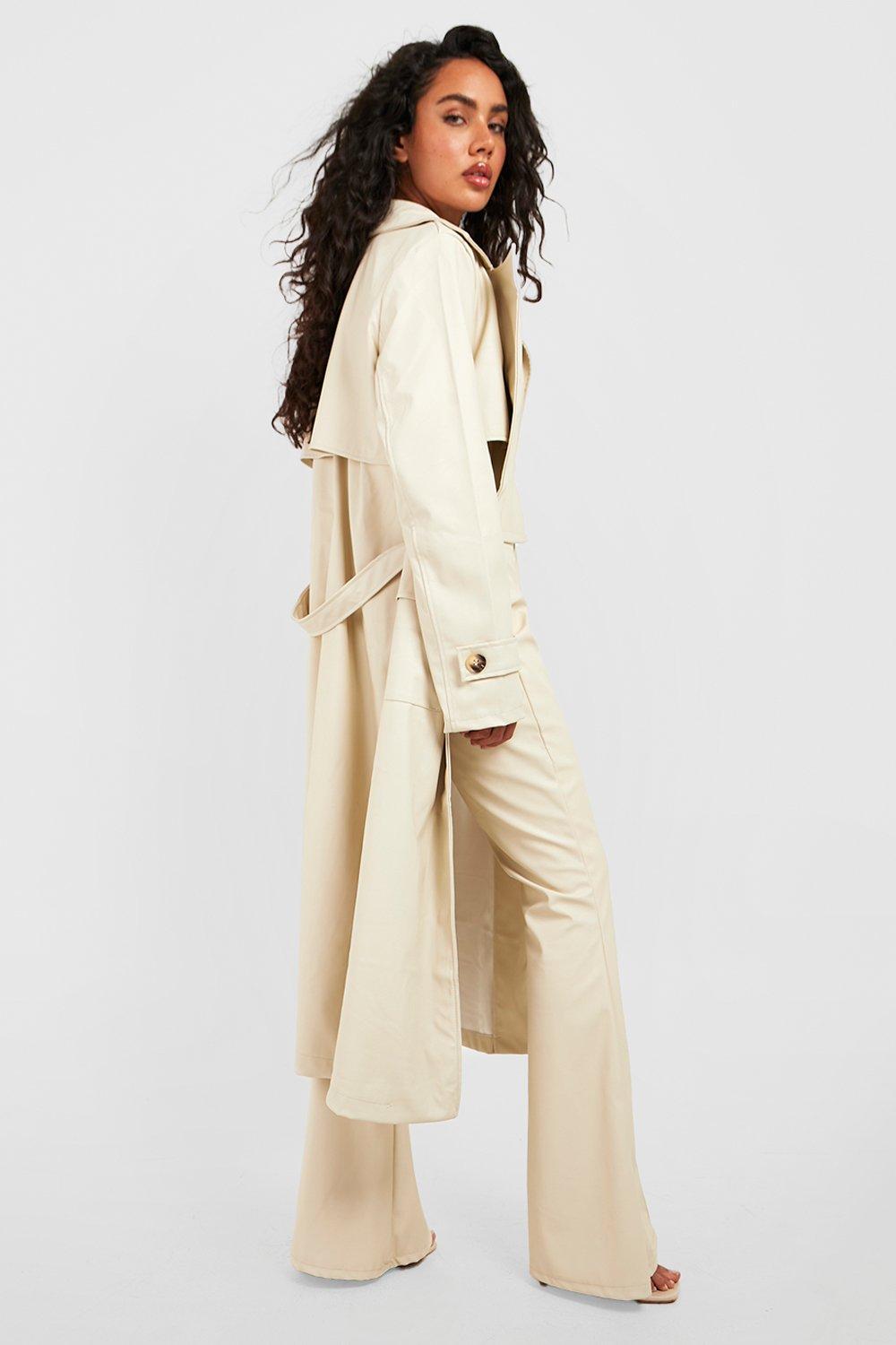 White hotsell leather trench