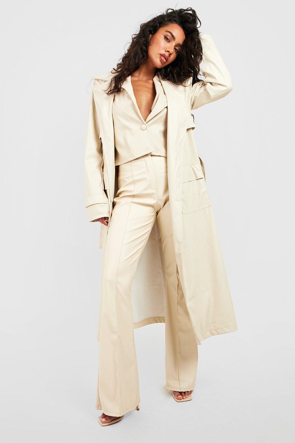 White leather 2024 trench coat