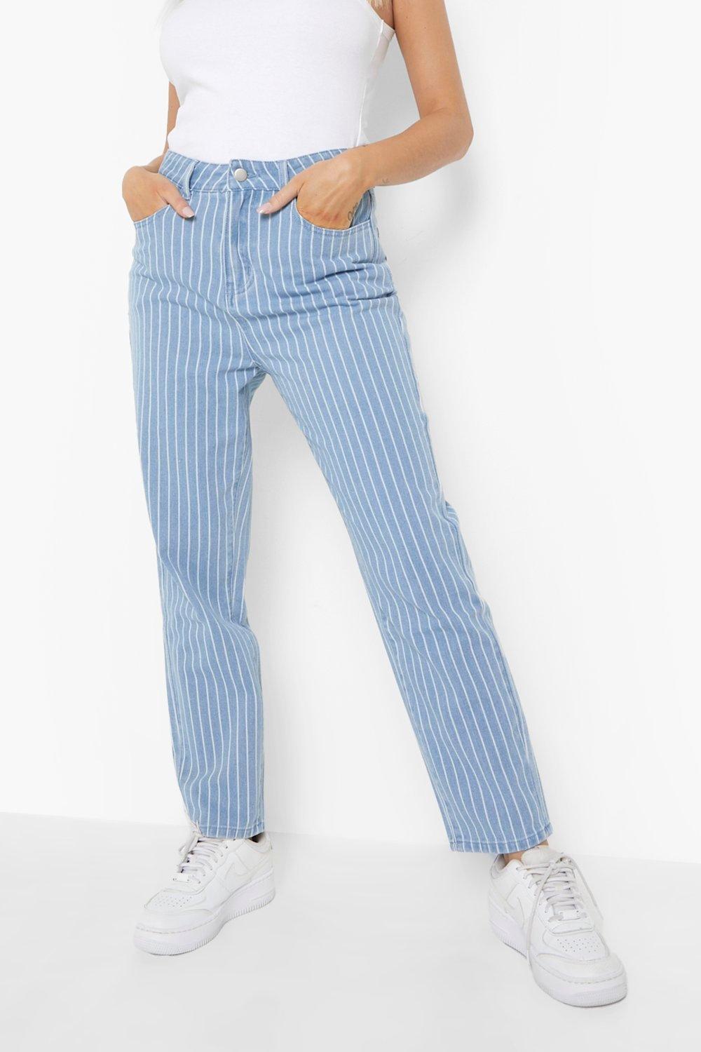 Women's Pinstripe High Waisted Mom