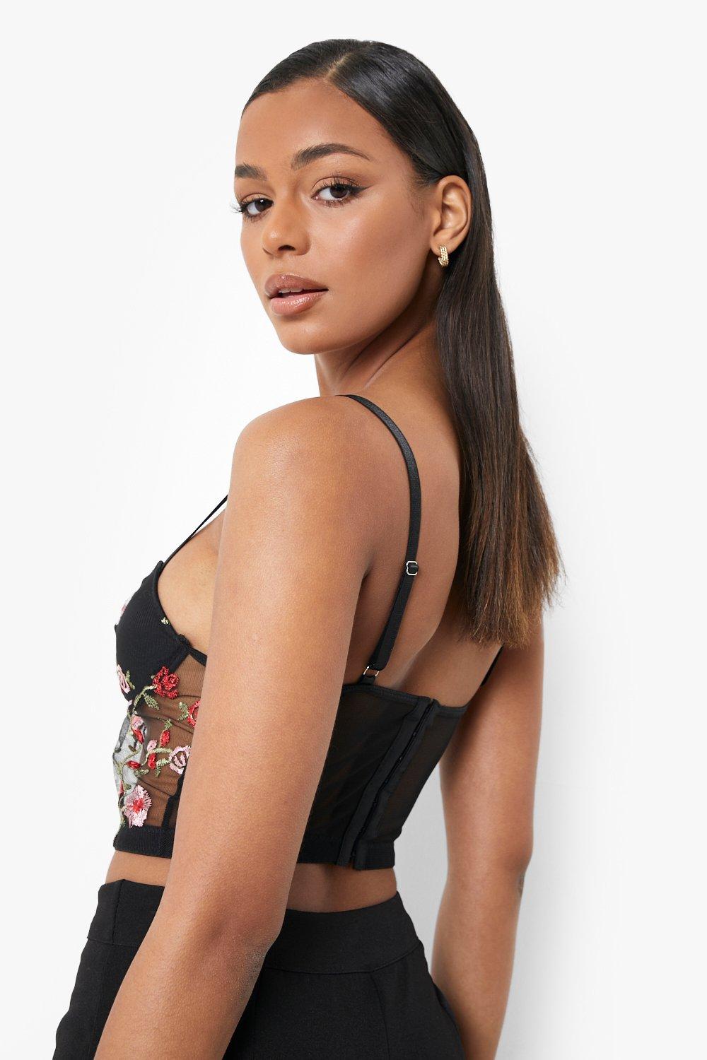 Women's Embroidered Mesh Bralet