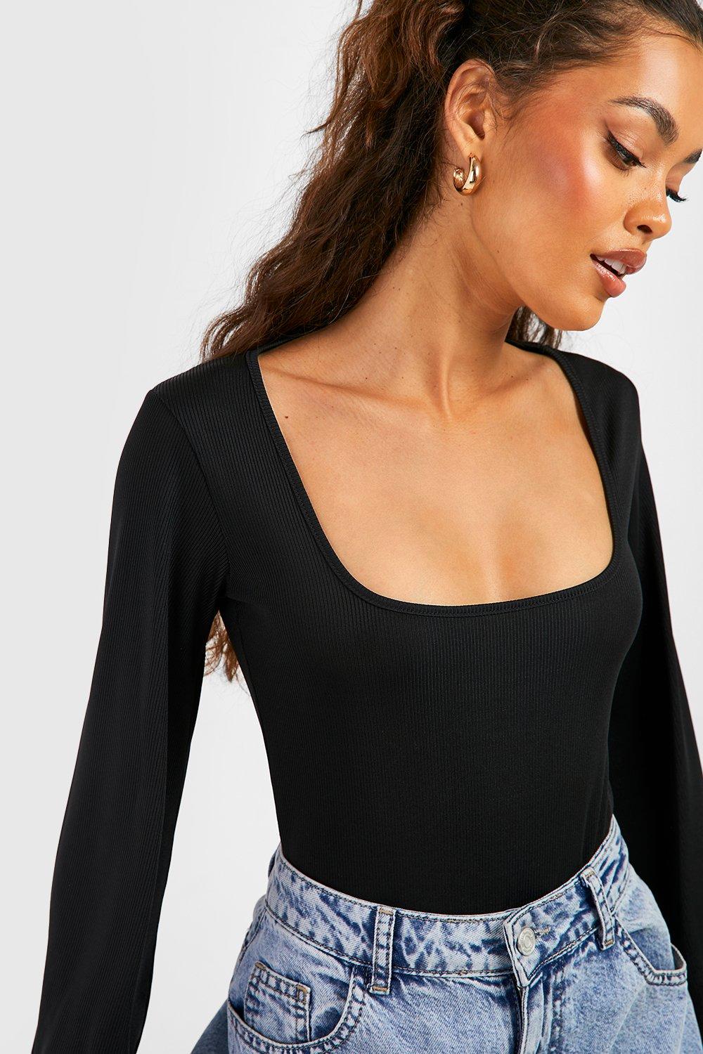 Ribbed Flare Sleeve Bodysuit